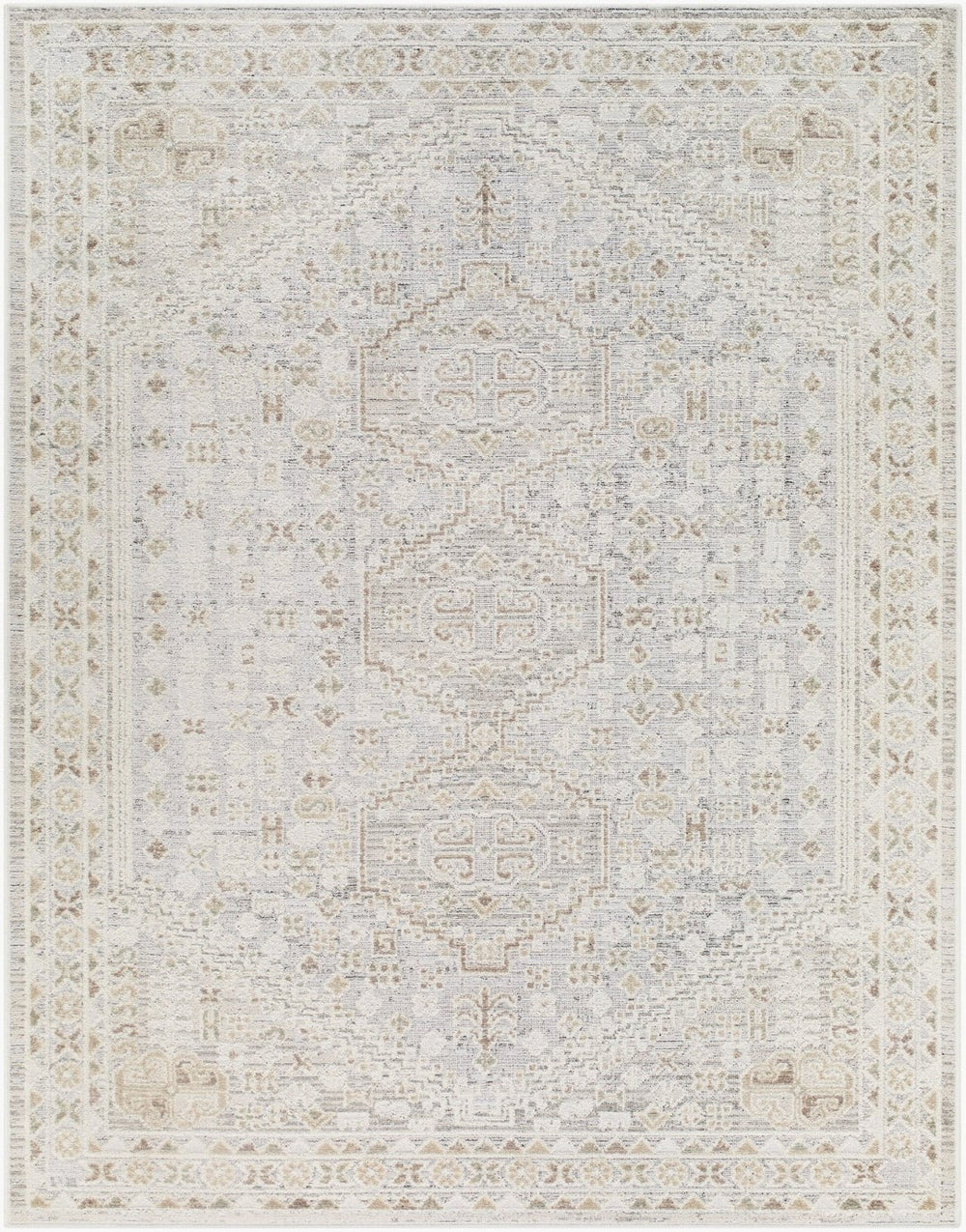 Livabliss Carmela Machine Woven Turkish Area Rug Low Pile Traditional Pattern for Living Spaces Ivory, Beige 6'7" x 9' BOCM2304-679
