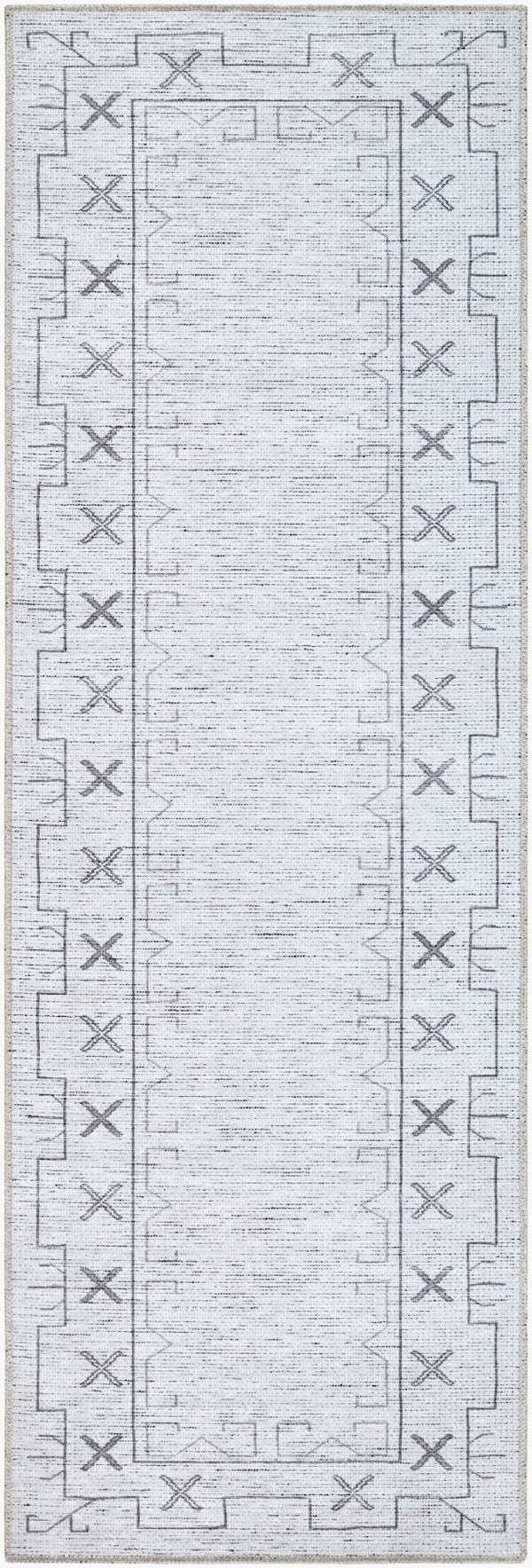Livabliss Casita Bohemian Global Polyester Rug Machine Woven Low Pile for Entryways and Accent Spaces Ivory, Charcoa 2'7" x 7'10" BOCS2300-27710