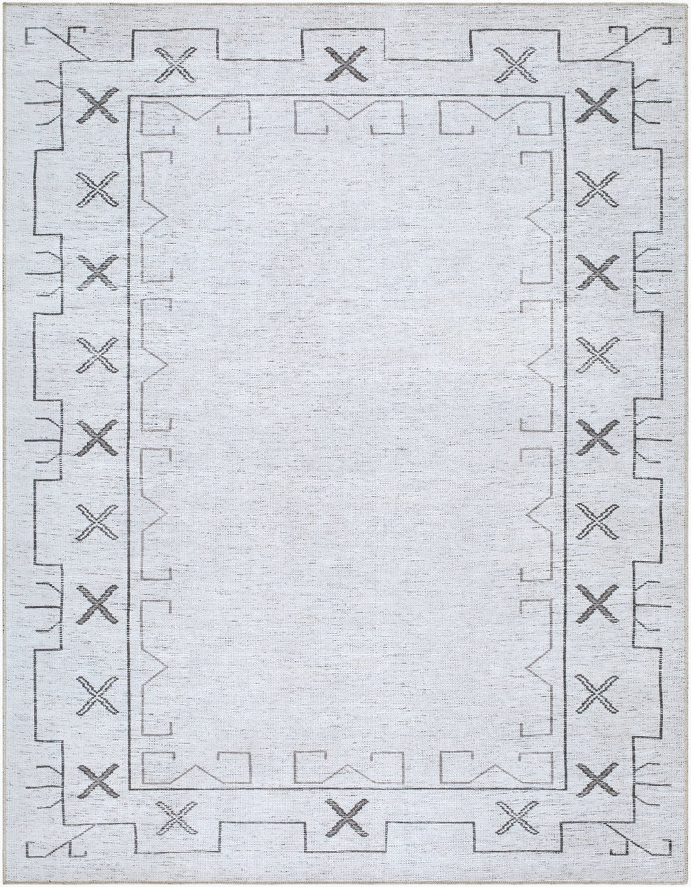 Livabliss Casita Bohemian Global Polyester Rug Machine Woven Low Pile for Entryways and Accent Spaces Ivory, Charcoa 8'10" x 12' BOCS2300-81012