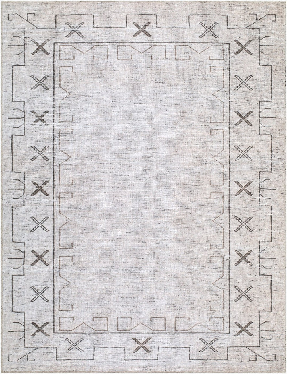 Livabliss Casita Bohemian Global Geometric Polyester Accent Rug for Entryway Bedroom or Bath Ivory, Taupe 6'7" x 9' BOCS2301-679