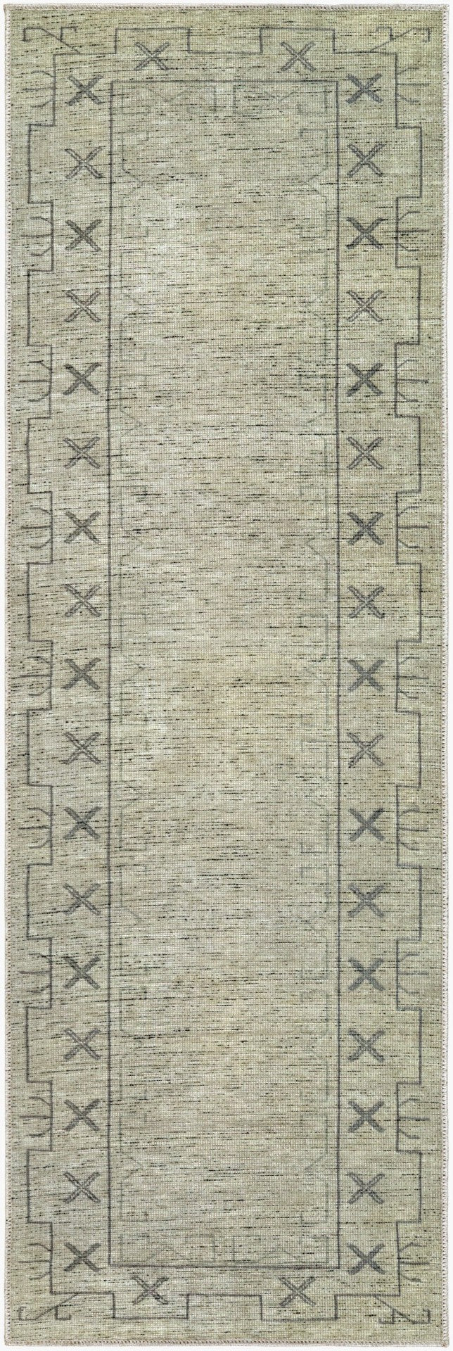 Livabliss Casita Bohemian Global Polyester Rug Turkey Woven Low Pile Accent for Small Spaces Sage, Stone Gra 7'10" x 10' BOCS2302-71010
