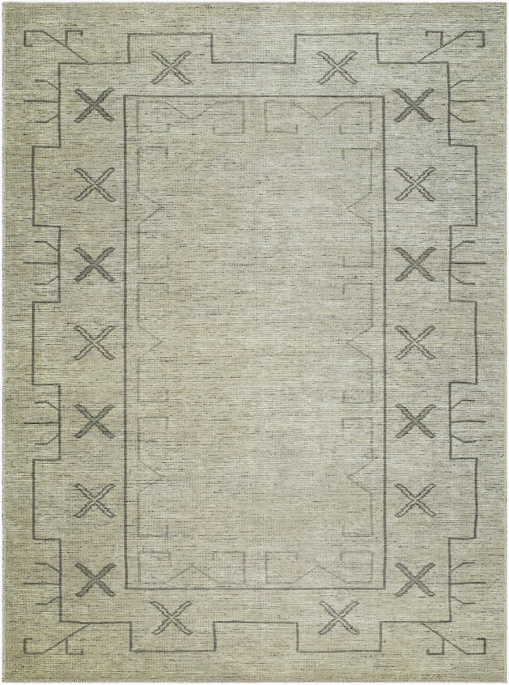 Livabliss Casita Bohemian Global Polyester Rug Turkey Woven Low Pile Accent for Small Spaces Sage, Stone Gra 7'10" x 10' BOCS2302-71010