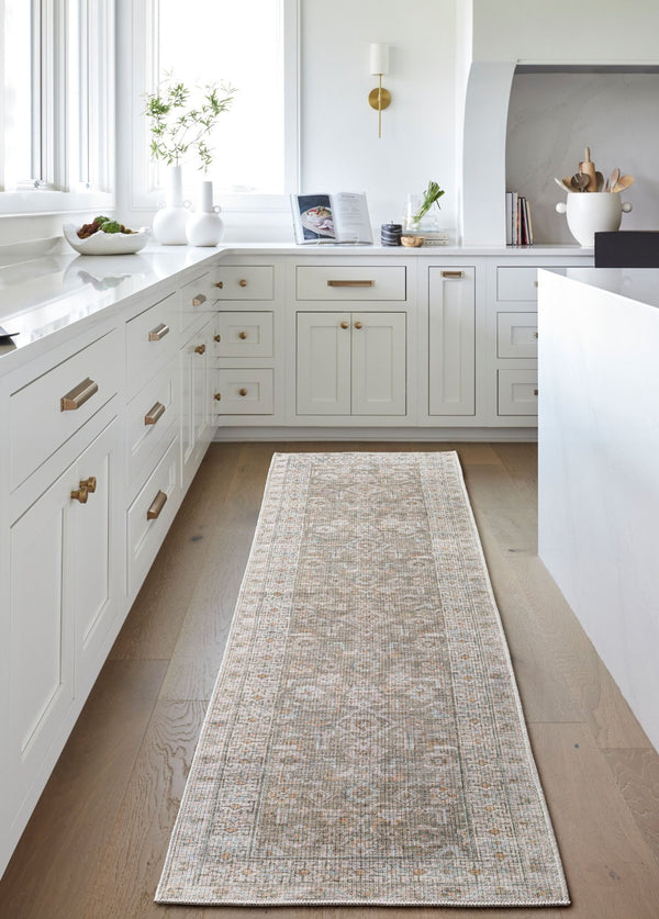 Livabliss Darling Geometric Flatweave Runner Rug Antique Fade Polyester for Hallways and Entryways Cream, Ice Blue 2'7" x 7'3" BODA2301-2773