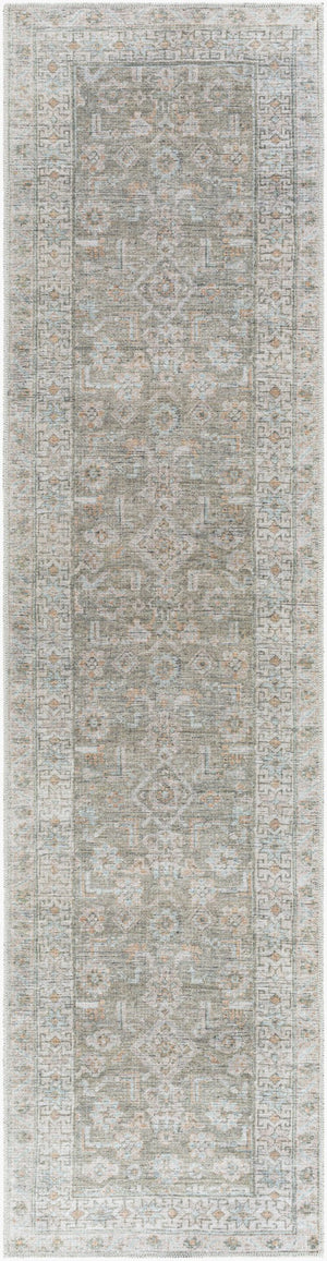 Livabliss Darling Geometric Flatweave Runner Rug Antique Fade Polyester for Hallways and Entryways Cream, Ice Blue 2'7" x 10' BODA2301-2710