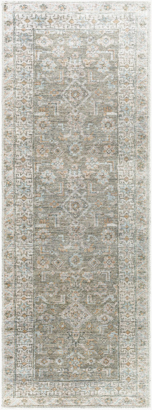 Livabliss Darling Geometric Flatweave Runner Rug Antique Fade Polyester for Hallways and Entryways Cream, Ice Blue 2'7" x 7'3" BODA2301-2773