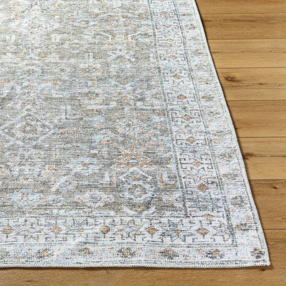 Livabliss Darling Geometric Flatweave Runner Rug Antique Fade Polyester for Hallways and Entryways Cream, Ice Blue 2'7" x 10' BODA2301-2710