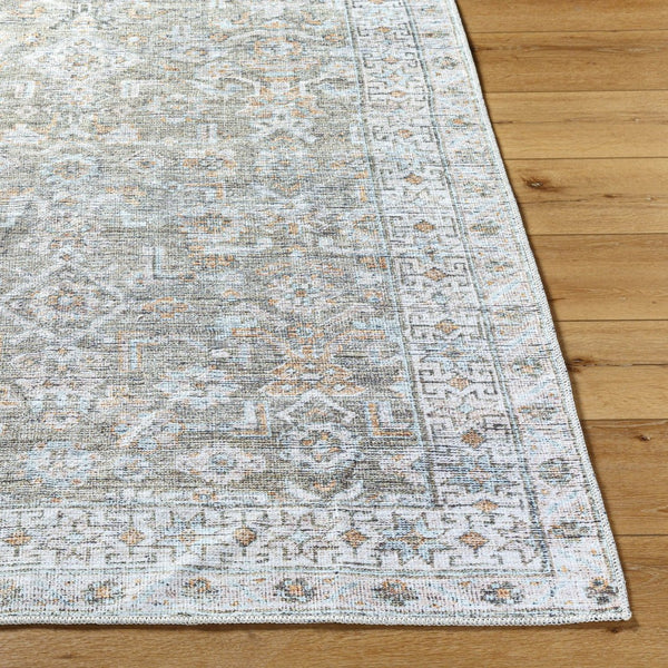 Livabliss Darling Geometric Flatweave Runner Rug Antique Fade Polyester for Hallways and Entryways Cream, Ice Blue 7'7" x 9'6" BODA2301-7796