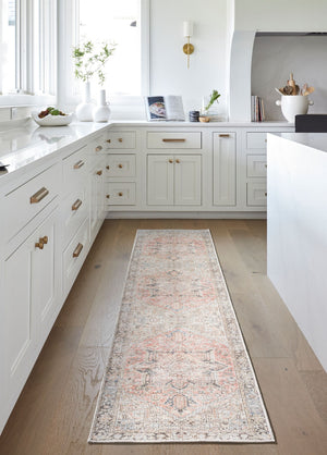 Livabliss Darling Medallion Runner Rug Flatweave Polyester Hallway Accent Distressed Vintage Look Dusty Coral, Da 2'7" x 10' BODA2303-2710