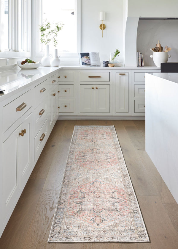 Livabliss Darling Medallion Runner Rug Flatweave Polyester Hallway Accent Distressed Vintage Look Dusty Coral, Da 2'7" x 10' BODA2303-2710