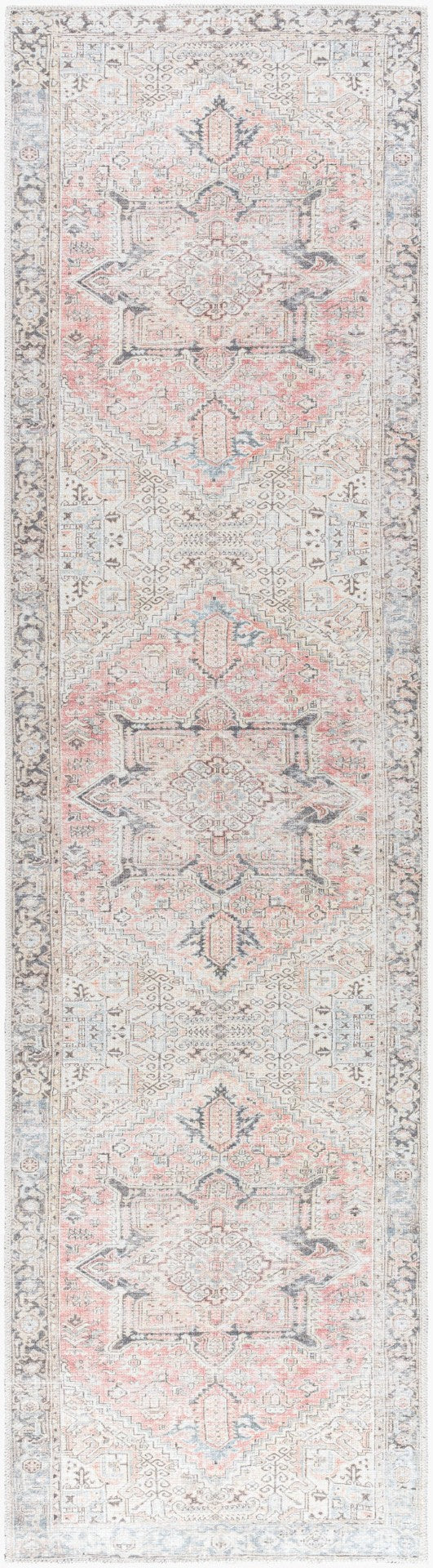 Livabliss Darling Medallion Runner Rug Flatweave Polyester Hallway Accent Distressed Vintage Look Dusty Coral, Da 2'7" x 10' BODA2303-2710