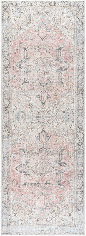 Livabliss Darling Medallion Runner Rug Flatweave Polyester Hallway Accent Distressed Vintage Look Dusty Coral, Da 2'7" x 7'3" BODA2303-2773