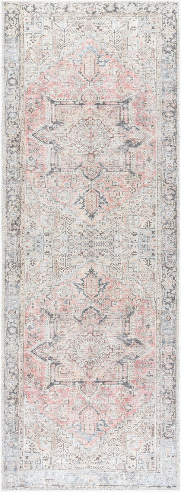 Livabliss Darling Medallion Runner Rug Flatweave Polyester Hallway Accent Distressed Vintage Look Dusty Coral, Da 2'7" x 7'3" BODA2303-2773