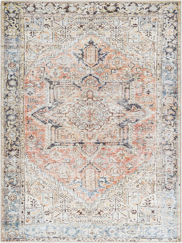 Livabliss Darling Medallion Runner Rug Flatweave Polyester Hallway Accent Distressed Vintage Look Dusty Coral, Da 5'3" x 7' BODA2303-537