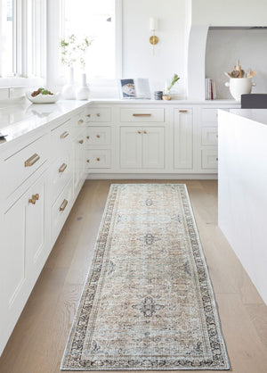 Livabliss Darling Vintage Inspired Flatweave Runner Rug Faded Tones for Hallways and Entryways Tan, Black 2'7" x 10' BODA2304-2710