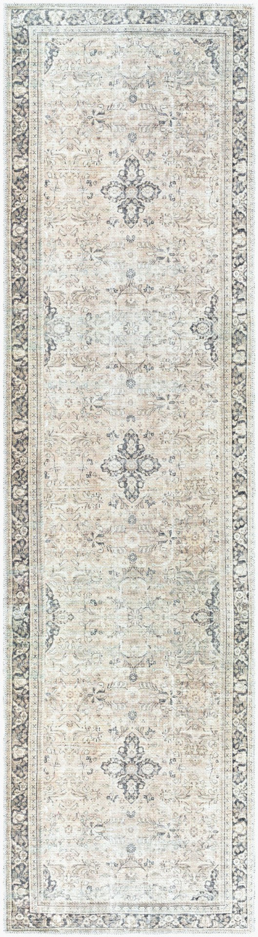 Livabliss Darling Vintage Inspired Flatweave Runner Rug Faded Tones for Hallways and Entryways Tan, Black 2'7" x 10' BODA2304-2710