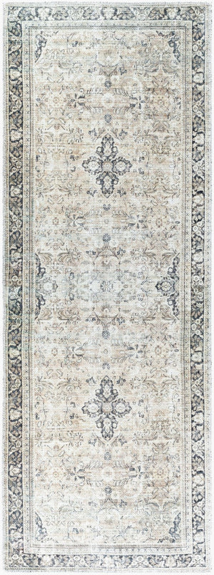Livabliss Darling Vintage Inspired Flatweave Runner Rug Faded Tones for Hallways and Entryways Tan, Black 2'7" x 7'3" BODA2304-2773