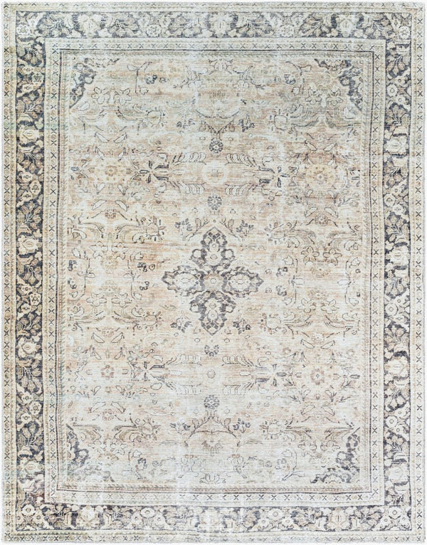 Livabliss Darling Vintage Inspired Flatweave Runner Rug Faded Tones for Hallways and Entryways Tan, Black 7'7" x 9'6" BODA2304-7796
