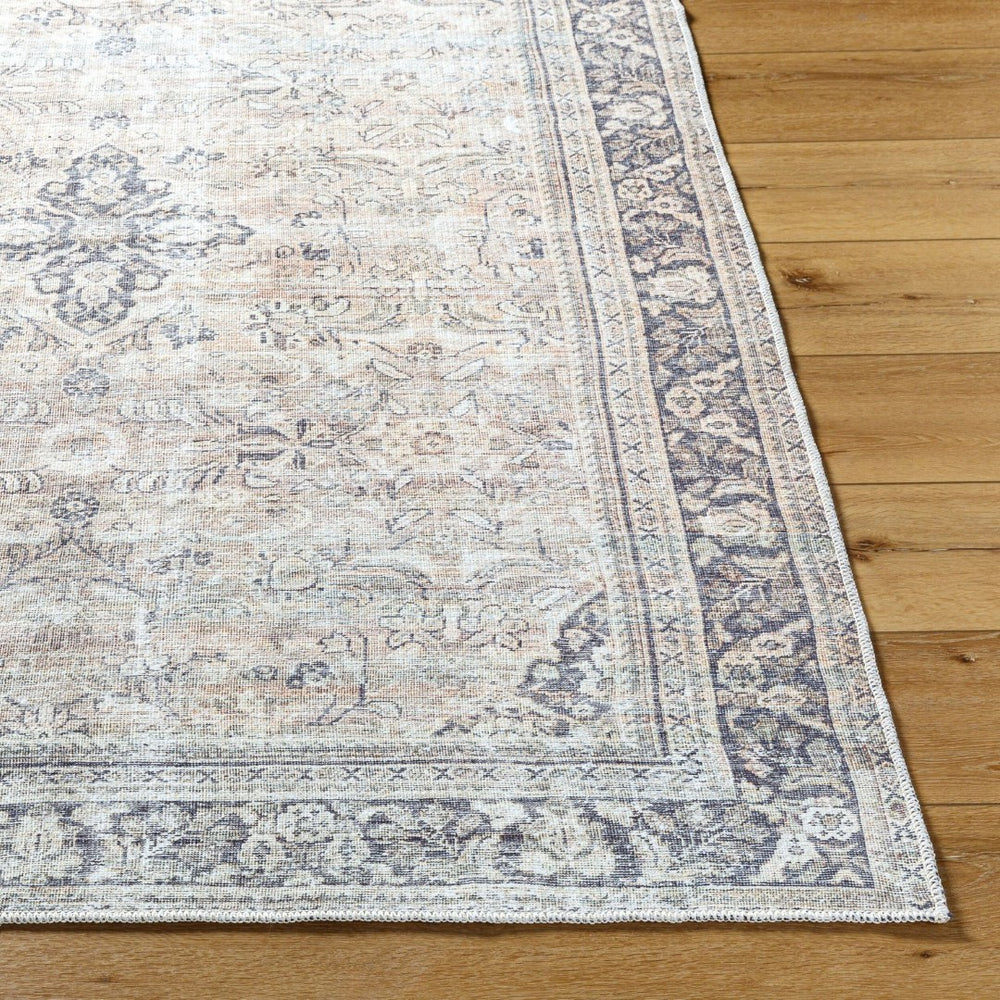 Livabliss Darling Vintage Inspired Flatweave Runner Rug Faded Tones for Hallways and Entryways Tan, Black 5'3" x 7' BODA2304-537