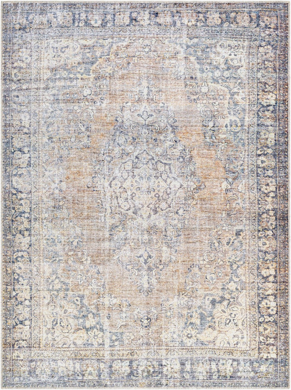 Livabliss Darling Medallion Flatweave Runner Rug Vintage Inspired Polyester for Hallway Entryway Camel, Black 6'7" x 9' BODA2305-679