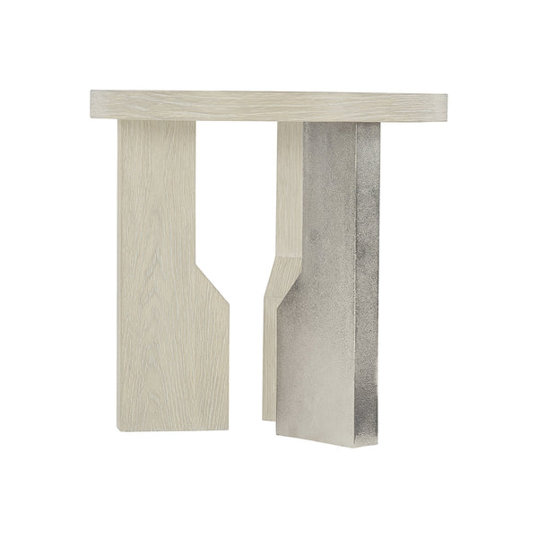 Bernhardt Bernhardt Ellis Side Table — Modern Asymmetrical White Oak Jicama Top With Shiny Nickel Leg Accent 305124