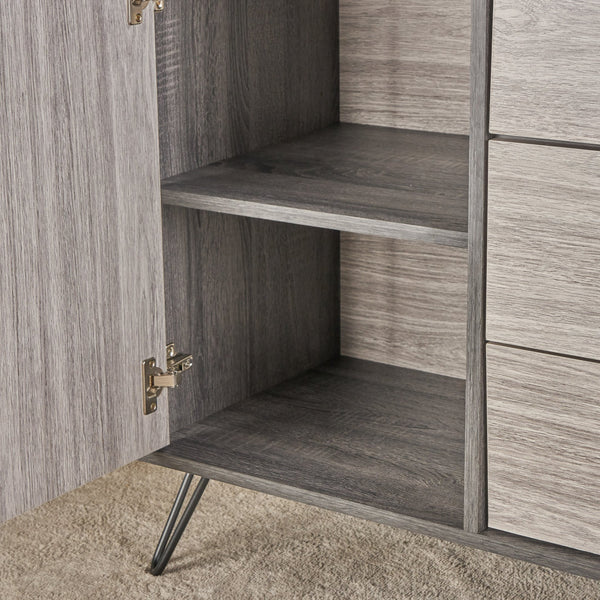 English Elm Christopher Knight Home® - MULTI Function Cabinet with Gray Oak Finish, Spacious 59.25"W Storage, Iron Legs, Modern Design 61168.00