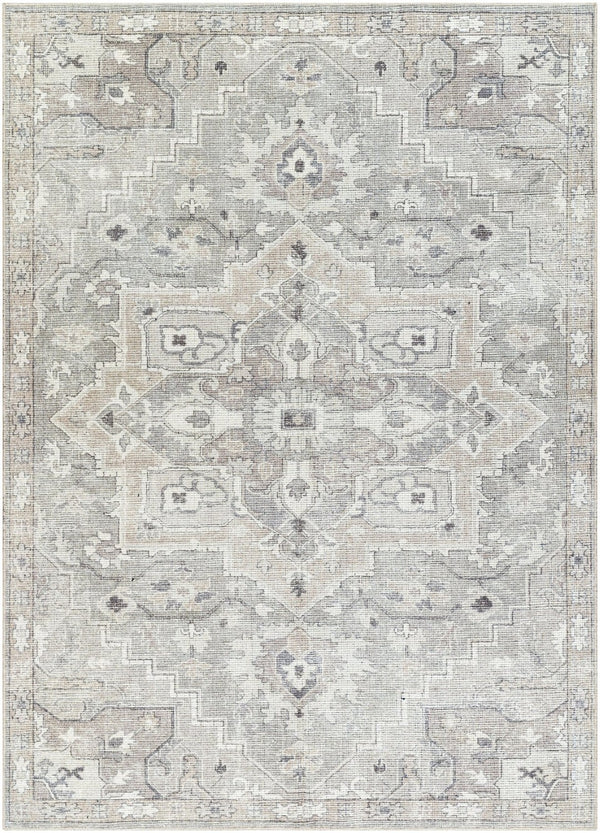 Livabliss Elle Traditional Pattern Polyester Accent Rug for Entryways and Cozy Bedroom Spaces Sage, White 6'7" x 9' BOEC2301-679