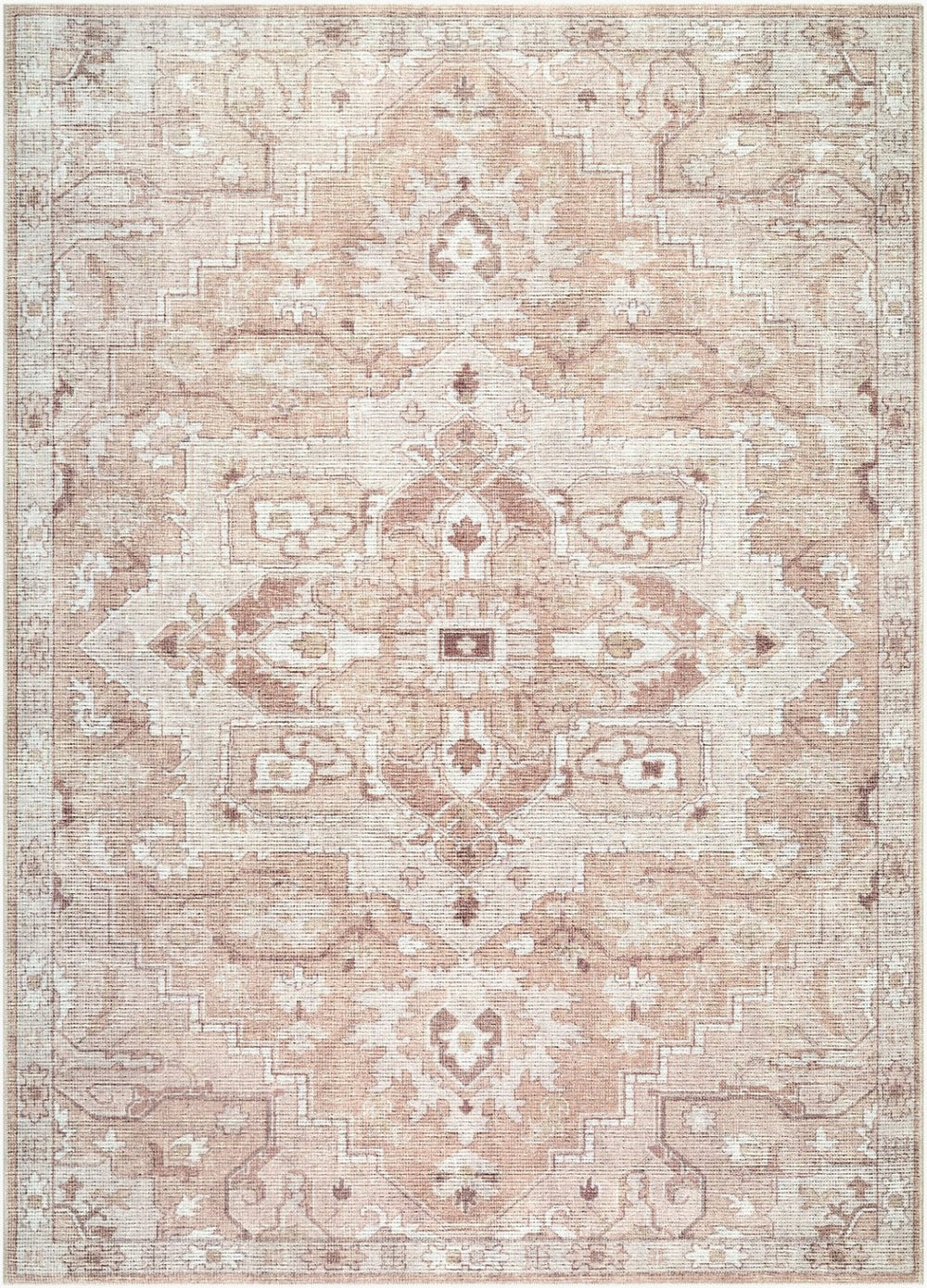 Livabliss Elle Traditional Polyester Area Rug Turkish Woven Accent for Entryway or Beside Bed Tan, White 5'3" x 7' BOEC2302-537