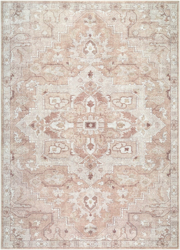 Livabliss Elle Traditional Polyester Area Rug Turkish Woven Accent for Entryway or Beside Bed Tan, White 5'3" x 7' BOEC2302-537