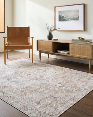 Livabliss Elle Traditional Polyester Area Rug Turkish Woven Accent for Entryway or Beside Bed Tan, White 5'3" x 7' BOEC2302-537