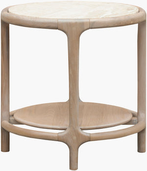 Surya Eve Marble Top Solid Oak End Table Mid-century Modern Accent for Living Room BOEV001-222222