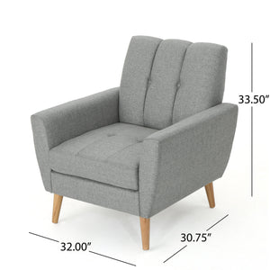 English Elm Christopher Knight Home® - Mid Mid Century Fabric Club Chair with Channel Stitching, Tufted Cushion, Plush Polyester Comfort Grey 33 L x 29.75 W x 18 H 62223.00GRY