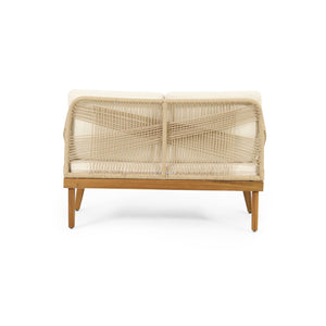 English Elm Christopher Knight Home® - Outdoor Teak Acacia 4-Piece Chat Set with Rope Weave, Water-Resistant Cushions, Loveseat & 2 Chairs 73424.00LBGE