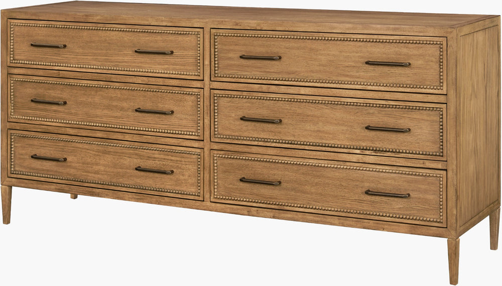 Surya Hermosa Wide Oak Veneer Dresser with Rubberwood Frame for Modern Bedroom Storage BOHR003-337220