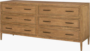 Surya Hermosa Wide Oak Veneer Dresser with Rubberwood Frame for Modern Bedroom Storage BOHR003-337220