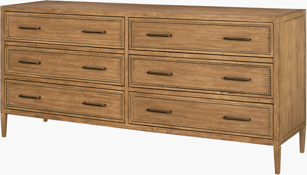 Surya Hermosa Wide Oak Veneer Dresser with Rubberwood Frame for Modern Bedroom Storage BOHR003-337220