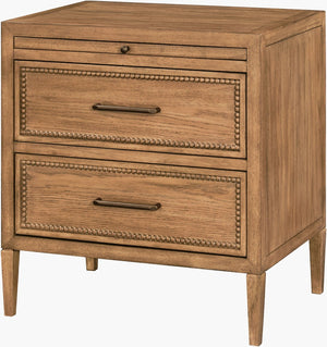 Surya Hermosa Oak Veneer Rubberwood Nightstand for Contemporary and Transitional Bedrooms BOHR005-362418