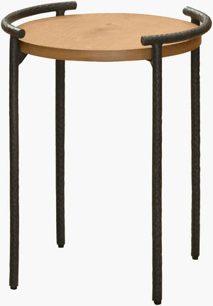 Surya Ojai Oak Veneer and Iron End Table for Modern Transitional Living Room Decor BOJI001-202222