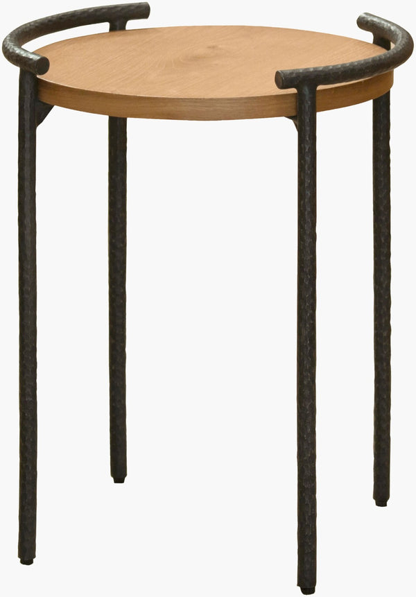 Surya Ojai Oak Veneer and Iron End Table for Modern Transitional Living Room Decor BOJI001-202222