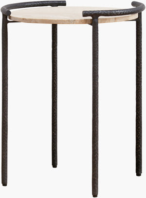 Surya Ojai Marble Top Iron Base End Table Modern Minimalist Accent for Bedroom or Living Room BOJI002-202222