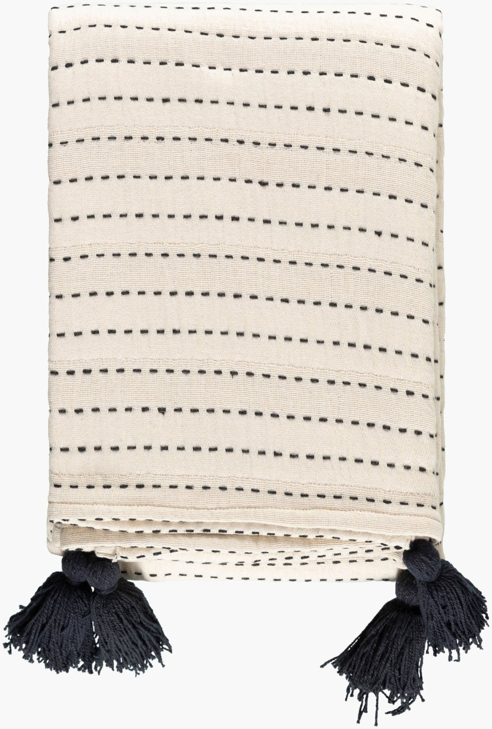 Livabliss Kapri Cotton Throw Blanket Scandinavian Modern Beige Dotted Sofa and Bed Accent BOKI1001-5060