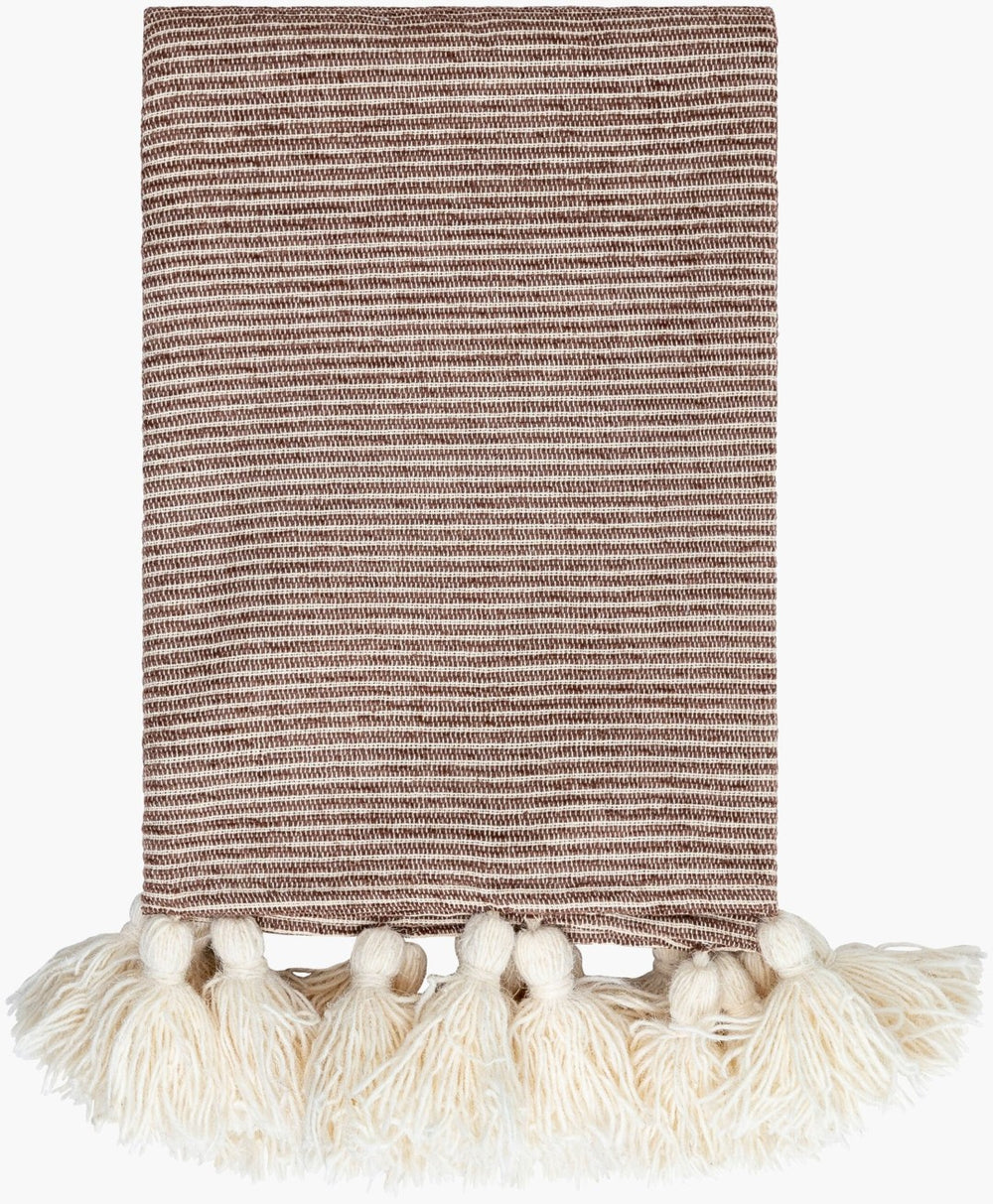 Livabliss Kapri Cotton Throw Blanket with Fringe Tassels Scandinavian Minimalist Neutral Decor BOKI1002-5060