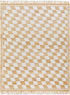 Livabliss Kamey Hand-woven Jute Farmhouse Rug with Checkered Pattern and Fringe Trim Detail Ivory, Sandston 8' x 10' BOKY2301-810