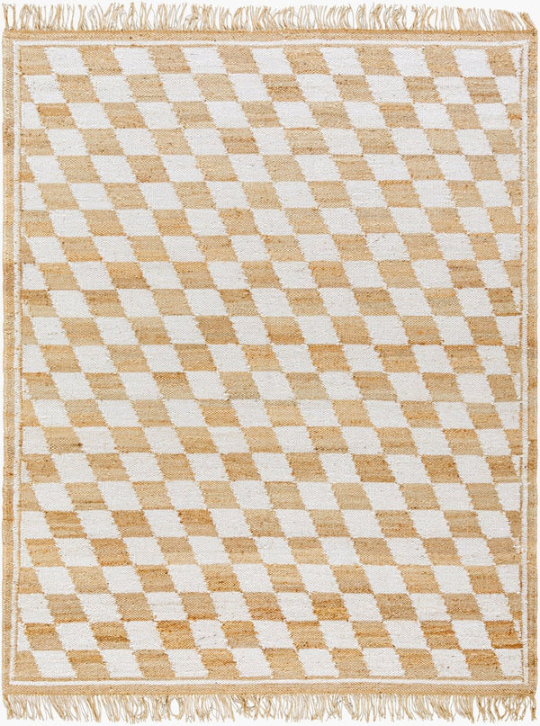 Livabliss Kamey Hand-woven Jute Farmhouse Rug with Checkered Pattern and Fringe Trim Detail Ivory, Sandston 8' x 10' BOKY2301-810