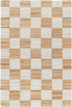 Livabliss Kamey Handwoven Jute Flatweave Round Rug Checkerboard Pattern for Entryway Decor Light Slate, Br 9' x 12' BOKY2302-912