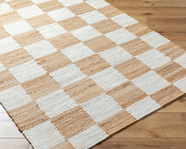 Livabliss Kamey Handwoven Jute Flatweave Round Rug Checkerboard Pattern for Entryway Decor Light Slate, Br 9' x 12' BOKY2302-912