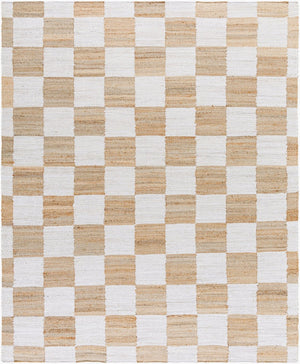 Livabliss Kamey Handwoven Jute Flatweave Round Rug Checkerboard Pattern for Entryway Decor Light Slate, Br 8' x 10' BOKY2302-810