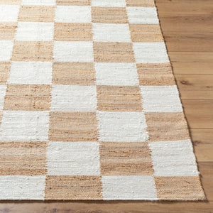 Livabliss Kamey Handwoven Jute Flatweave Round Rug Checkerboard Pattern for Entryway Decor Light Slate, Br 9' x 12' BOKY2302-912