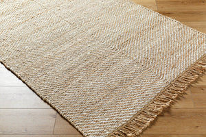 Livabliss Kamey Handwoven Jute Flatweave Rug Diamond Pattern Farmhouse Cottage Fringe Accent Beige, Wheat 9' x 12' BOKY2304-912