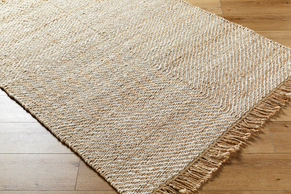 Livabliss Kamey Handwoven Jute Flatweave Rug Diamond Pattern Farmhouse Cottage Fringe Accent Beige, Wheat 9' x 12' BOKY2304-912