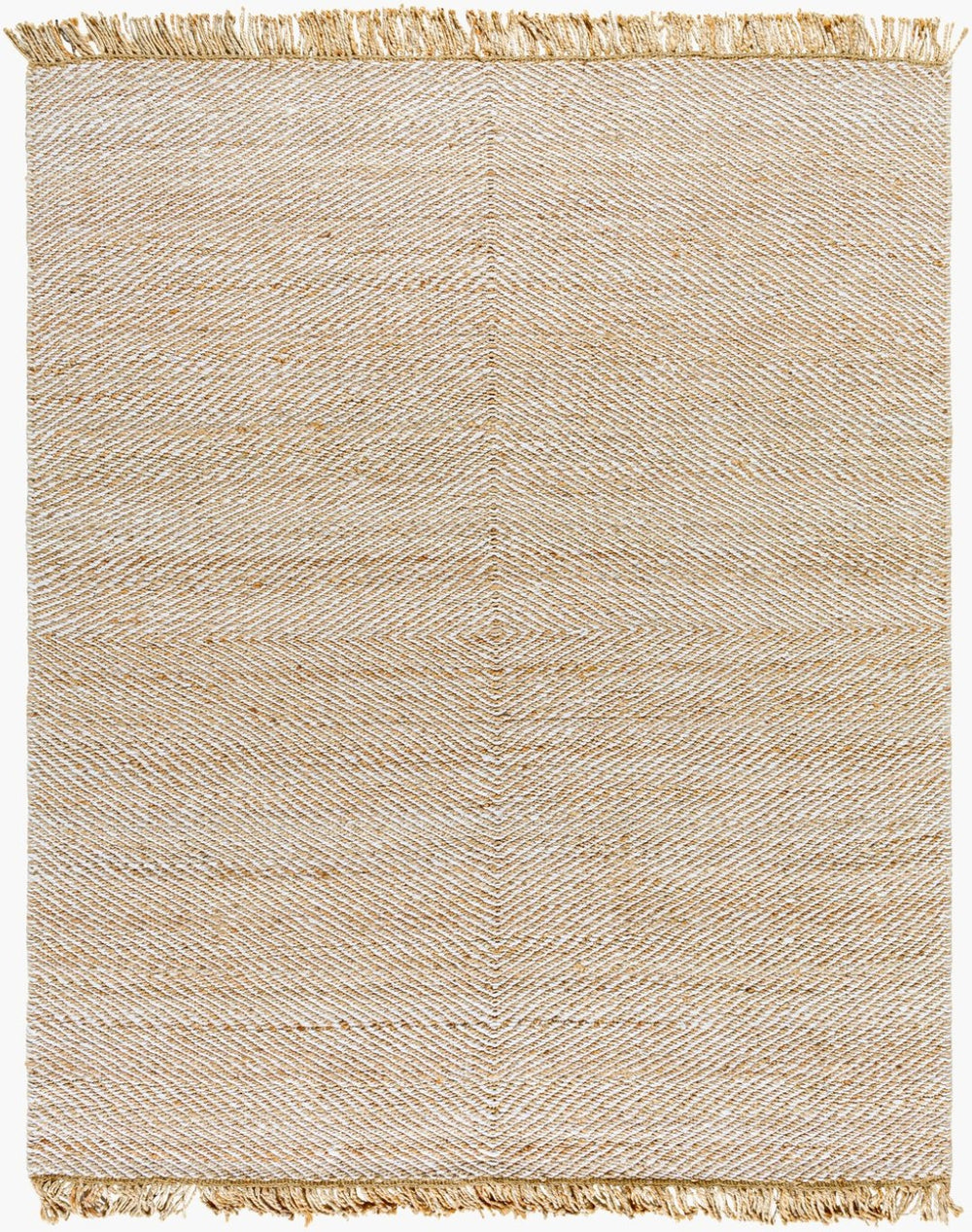 Livabliss Kamey Handwoven Jute Flatweave Rug Diamond Pattern Farmhouse Cottage Fringe Accent Beige, Wheat 8' x 10' BOKY2304-810